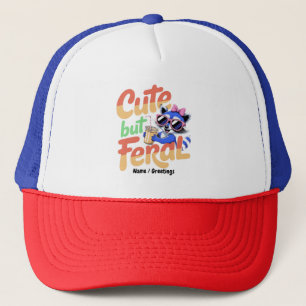 Cute But Feral Funny Adorable Racoon Retro Vacay Trucker Hat