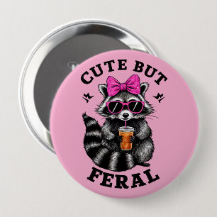 Cute But Feral Funny Colorful Racoon With Sunglass 10 Cm Round Badge