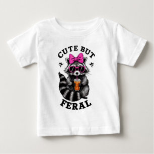 Cute But Feral Funny Colorful Racoon With Sunglass Baby T-Shirt