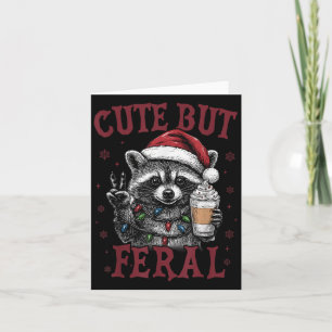 Cute But Feral Funny Raccoon Santa Christmas Match Card