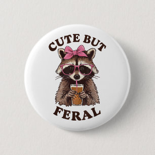 Cute But Feral Funny Racoon With Gles Toddler Girl 6 Cm Round Badge