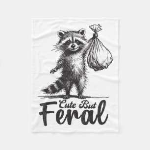 Cute But Feral Panda Racoon Costume Funny Racoon Fleece Blanket