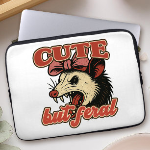 Cute But Feral Possum: Vintage Sarcastic Humour Laptop Sleeve