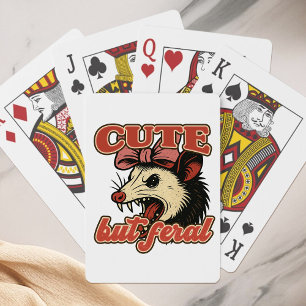 Cute But Feral Possum: Vintage Sarcastic Humour Playing Cards