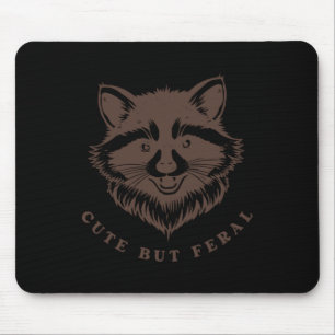 Cute But Feral Racoon Brown Vintage Mouse Pad