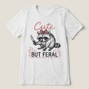 Cute But Feral Racoon Knife Tri-Blend Shirt