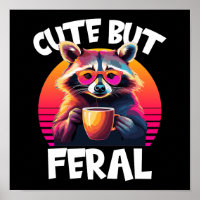 Cute But Feral Racoon Retro Coffee Lover