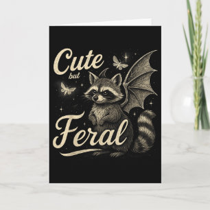 Cute But Feral Racoon With Bat Wings Wild Animal  Card