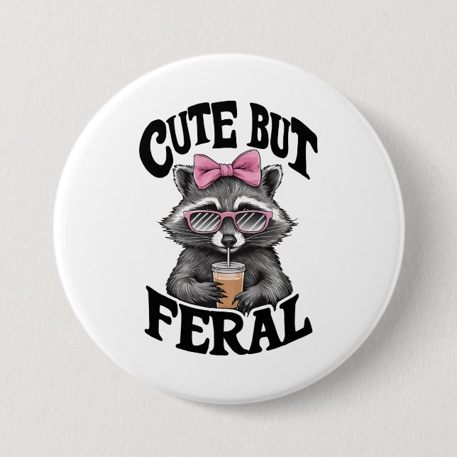 Cute But Feral Racoon With Sunglasses Racoon 7.5 Cm Round Badge (Front)