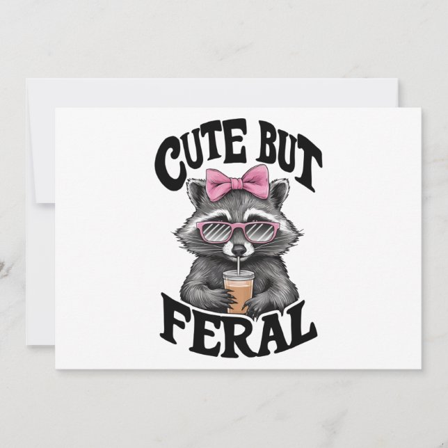 Cute But Feral Racoon With Sunglasses Racoon Invitation (Front)