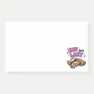 Cute but lazy sloth with iced coffee post-it notes