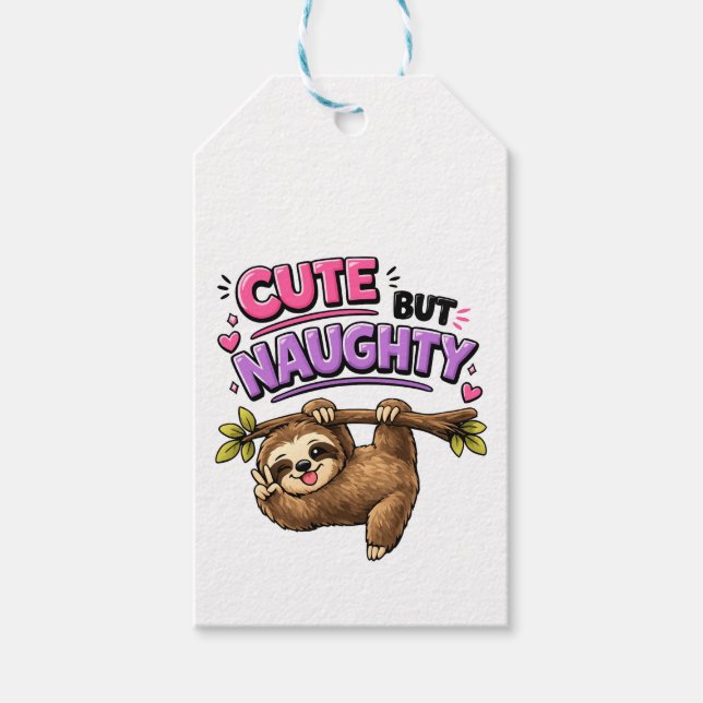 Cute but naughty sloth gift tags (Front)