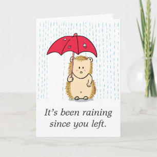 Cute but pitiful hedgehog drenched in the rain card