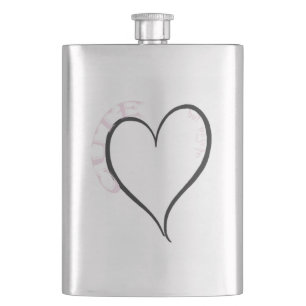Cute but Psycho Black Heart Pink Font Hip Flask