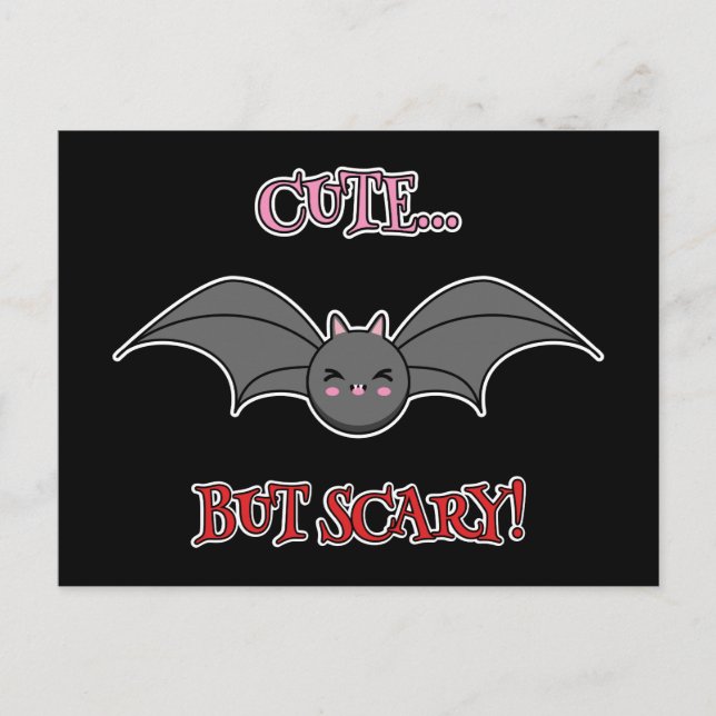 Cute but Scary Bat Holiday Postcard (Front)