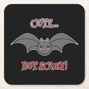 Cute but Scary Bat Square Paper Coaster