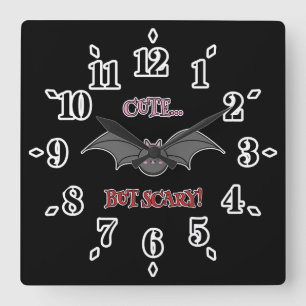 Cute but Scary Bat Square Wall Clock