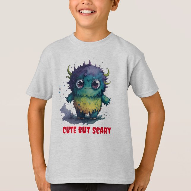 Cute But Scary Cartoon Monster Design T-Shirt (Front)