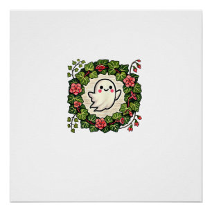 Cute but Spooky Ghost Illustration Tank Top Poster