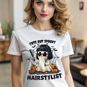 Cute But Spooky Hairstylist Halloween Barber Ghost T-Shirt