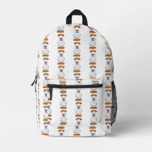 Cute but Spooky Halloween Ghost Holding a Pumpkin  Printed Backpack
