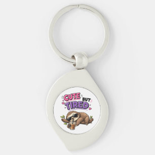 Cute but tired sloth with iced coffee key ring