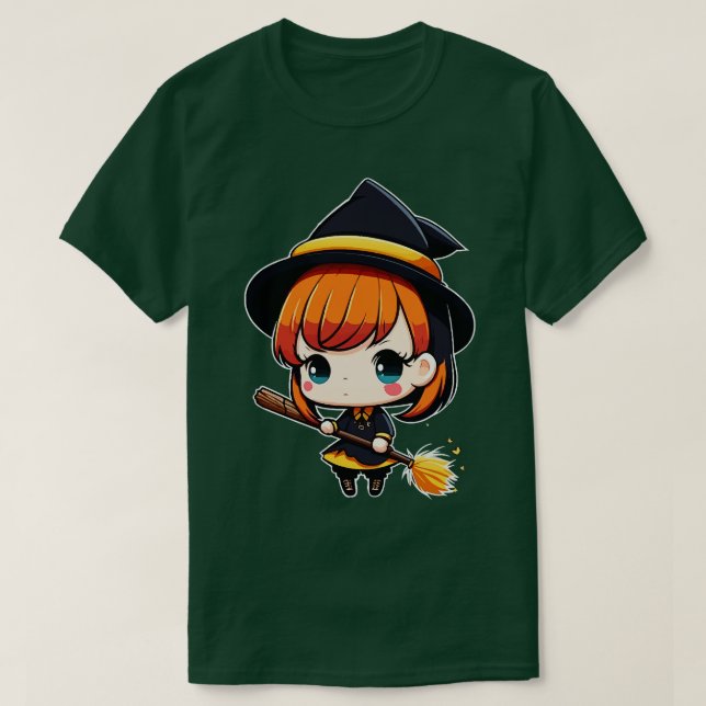 Cute But Witchy Chibi Witch Wicca T-Shirt (Design Front)