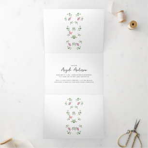 Cute Butterflies All Around Baby Shower Tri-Fold Announcement