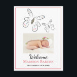 Cute Butterflies Baby Girl Photo Announcement Postcard<br><div class="desc">Adorable baby girl announcement postcard to personalise on the front with name and photo and your message on the reverse.</div>