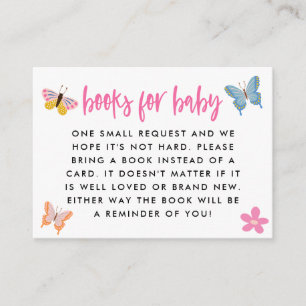 Cute Butterflies Baby Shower Book Request Enclosure Card