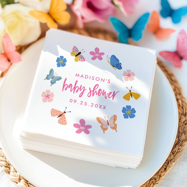 Cute Butterflies Baby Shower Napkin (Creator Uploaded)