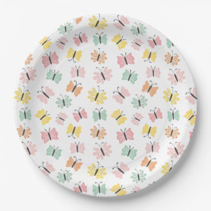 Cute butterflies in pastel colors paper plate