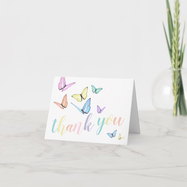 Cute Butterflies Thank You Card (Front)