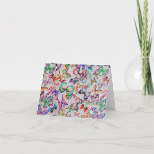 Cute butterflies Watercolor paint design pattern Card