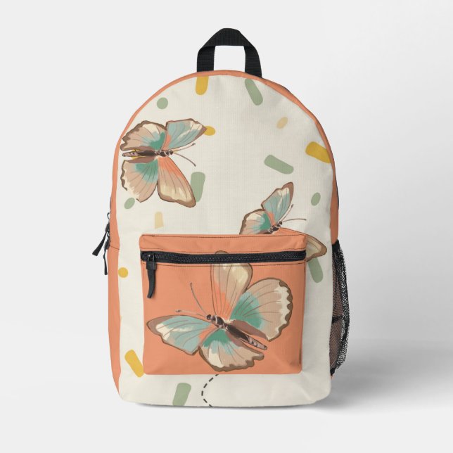 ​Cute Butterfly and Floral Pattern Backpack  (Front)