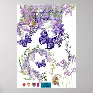 cute butterfly and lavender room wall poster