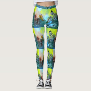 Cute Butterfly and Roses Mixed Colour Vivid Printe Leggings