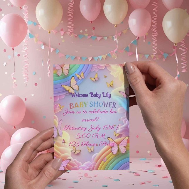 Cute Butterfly Baby Girl Invitation (Creator Uploaded)