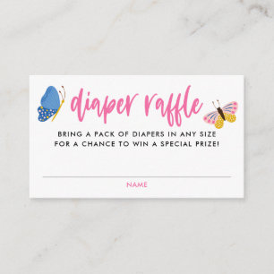 Cute Butterfly Baby Shower Diaper Raffle Ticket Enclosure Card