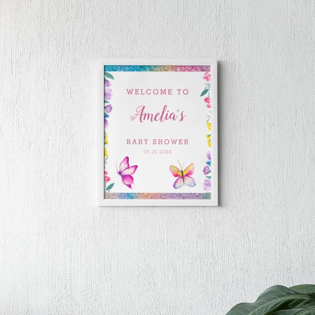 Cute Butterfly Baby Shower Welcome Poster (Creator Uploaded)
