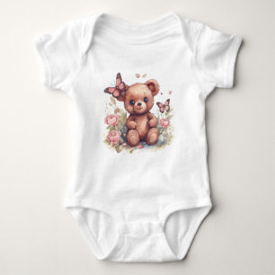 Cute Butterfly Bear Baby Bodysuit