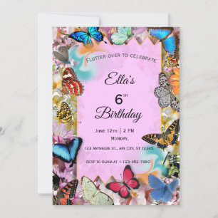 Cute Butterfly Birthday Invitation