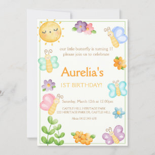 Cute butterfly birthday invitation. invitation