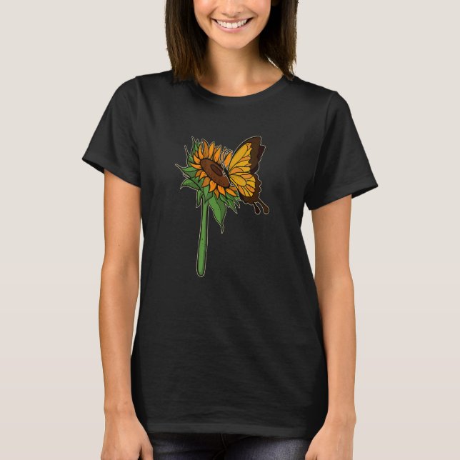 Cute Butterfly Entomologists Insects   Sunflower B T-Shirt (Front)