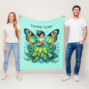 Cute Butterfly fairy add name girls  Fleece Blanket