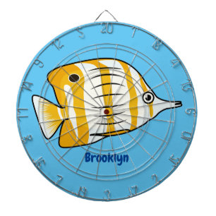 Cute butterfly fish cartoon illustration dartboard