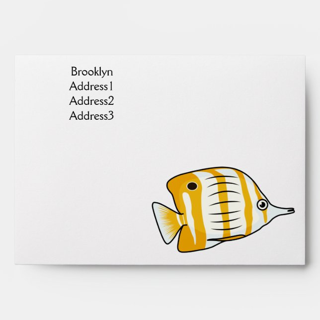 Cute butterfly fish cartoon illustration envelope (Front)