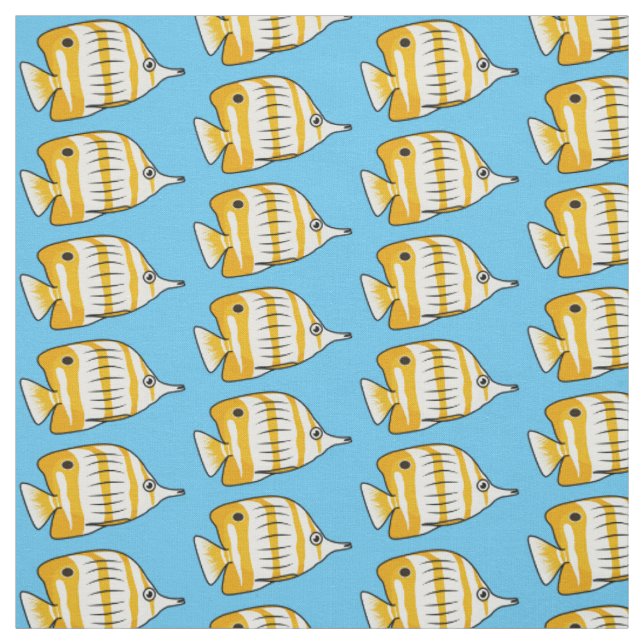 Cute butterfly fish cartoon illustration fabric (Swatch)