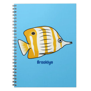 Cute butterfly fish cartoon illustration  notebook
