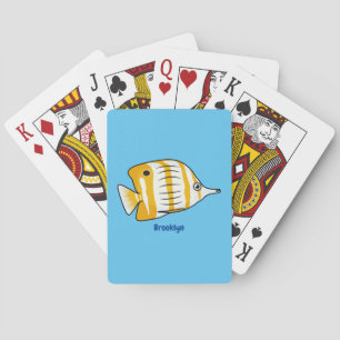 Cute butterfly fish cartoon illustration playing cards